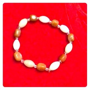 Peach & Rose aventurine bracelet, 19cm stretches